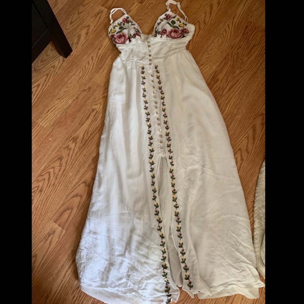 Button up white maxi dress